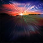 abstract spring background with sunrise in mountains