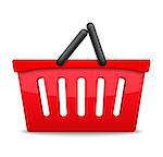 Red shopping basket icon isolated on white background, vector eps10 illustration