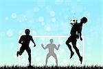 Soccer Background with three Players. Original Vector illustration sports series. Classical football poster.