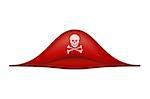Pirate hat with skull symbol on white background
