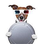 movie film canister 3d glasses dog