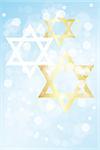 Hanukkah card template without text,  with stars of david on light blue background - eps 10 vector