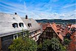 view on the red roofs in Marburg city, Germany