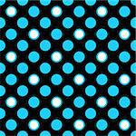 Seamless black vintage pattern with white and blue polka dots (vector)