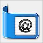 Blue ribbon with email symbol, vector eps10 illustration