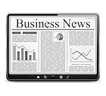 Business news on the screen of tablet computer, vector eps10 illustration