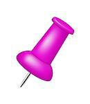 Push pin in purple design on white background