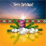 Abstract celebration greeting with Christmas decorations and candles
