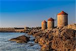 Mandraki Harbour windmills on the Island of Rhodes Greece