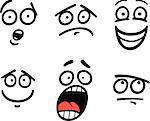 Cartoon Illustration of Funny Emoticon or Emotions and Expressions like Sad, Happy, Fear or Skeptic