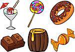 Cartoon Illustration of Sweet Food or Confectionery Candies Objects Clip Art Set