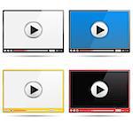 Four different video player templates, vector eps10 illustration