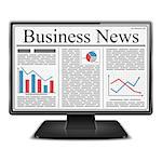 Business news on the screen of computer monitor, vector eps10 illustration
