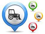 Map marker with icon of a tractor, vector eps10 illustration