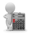 3d small people with the calculator. 3d image. Isolated white background.