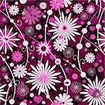 Seamless valentine pattern with transparent flowers and hearts (vector EPS 10)