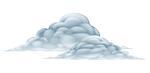 An illustration of a big fluffy pair of clouds