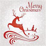 Christmas greeting card with deer vector illustration