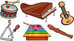 Cartoon Illustration of Musical Instruments Objects Clip Art Set