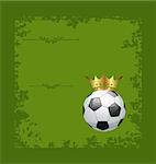 Illustration football retro grunge card with ball and crown - vector