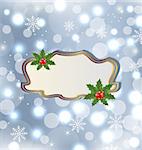 Illustration template frame with mistletoe for design christmas card - vector