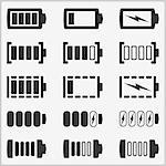 Set of different indicators of a battery with different level of charge, vector eps10 illustration
