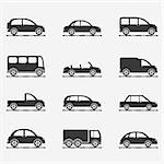 Set of icons of different cars, vector eps10 illustration