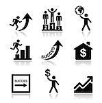 Vector icons set of people in business, training for success isolated on white