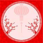 Oriental Chinese Lantern cherry blossom background