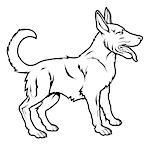 An illustration of a stylised dog perhaps a dog tattoo