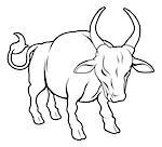 An illustration of a stylised ox or bull perhaps an ox tattoo