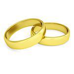 Two gold wedding rings. Isolated render on a white background