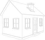 Small house. Wire-frame building on the white background. EPS 10 vector format