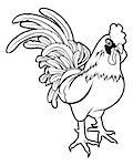 An illustration of a stylised rooster or cockerel perhaps a rooster tattoo
