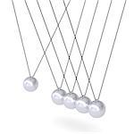 Close up of Newton's cradle. Isolated render on white background