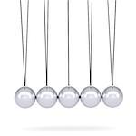 Close up of Newton's cradle. Isolated render on white background