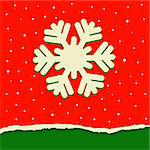 Red and green torn paper background with snowflake for Christmas.. Also available as a Vector in Adobe illustrator EPS format, compressed in a zip file. The vector version be scaled to any size without loss of quality.