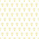 Seamless vector pattern with hand drawn yellow light bulbs on white background texture. For website design, blog, www, desktop wallpaper, scrapbook, invitation card. Sign of creative and invention