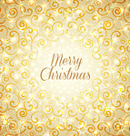 Golden christmas background with stars and swirls