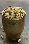 macro shot fennel seeds, aromatic spice seasoning