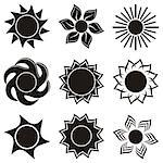Set of black abstract icons of sun - vector illustration