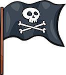 Cartoon Illustration of Pirate Flag with Skull and Bonws or Jolly Roger Object Clip Art