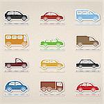 Set of icons of cars, vector eps10 illustration