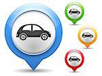 Map marker with icon of a retro car, vector eps10 illustration