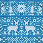 Vector illustration of christmas seamless pattern with deers, trees and snowflakes