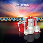 Abstract celebration greeting with Christmas gifts decorations and stars