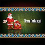 Abstract celebration greeting with Santa Claus on green