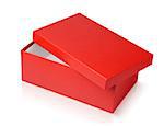 Open red shoe box isolated on white with clipping path