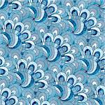 Blue-gray fashion seamless vintage pattern with translucent blue flowers (vector EPS 10)