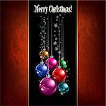 Abstract celebration greeting with Christmas decorations on black